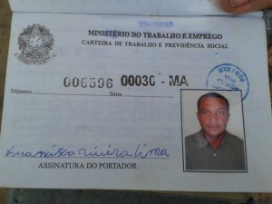 Carteira de Trabalho do atropelado, Francisco Vieira Lima, vulgo “Gordinho”
